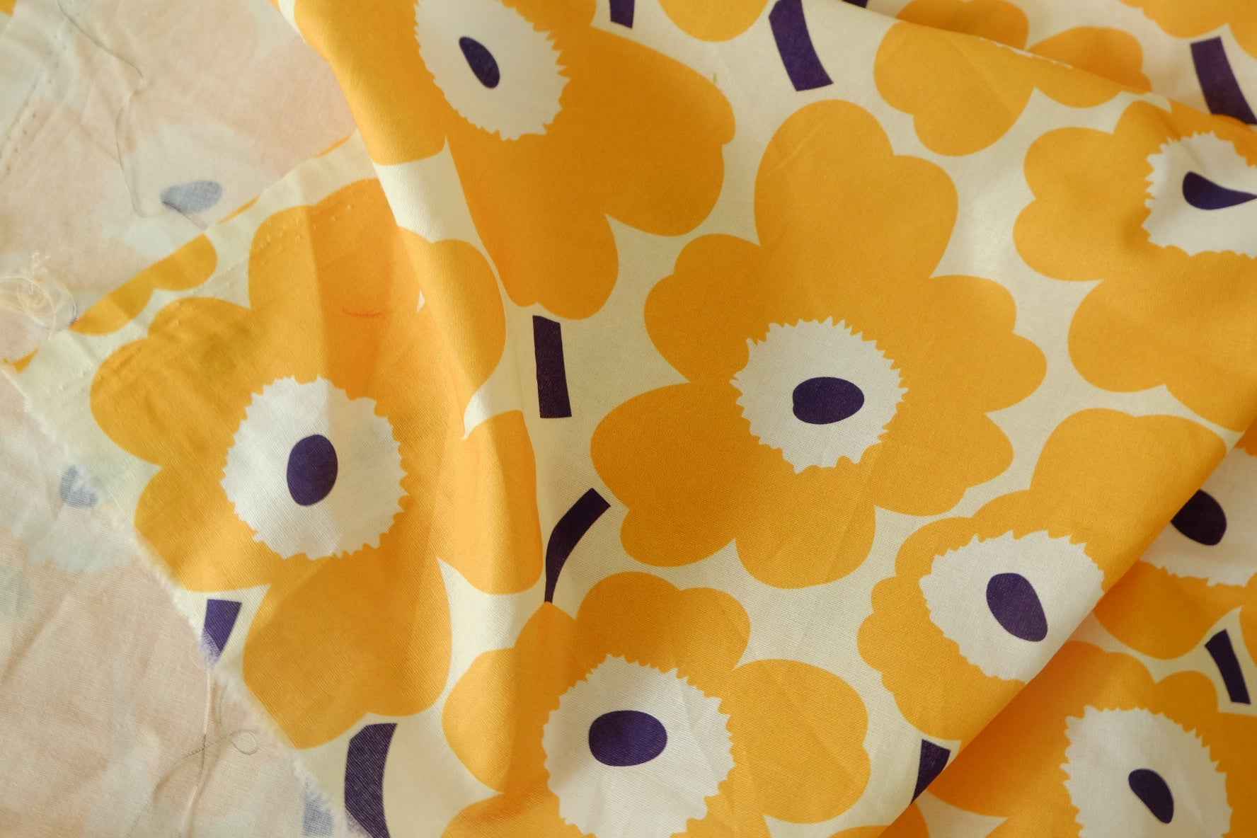 Orange Retro Flower Cotton Fabric – 1.6 yd