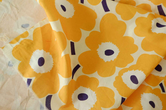 Orange Retro Flower Cotton Fabric – 1.6 yd