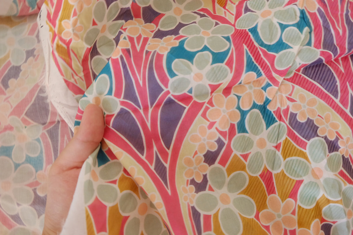 Retro Meadow Floral Cotton Lawn – 3.28 yd