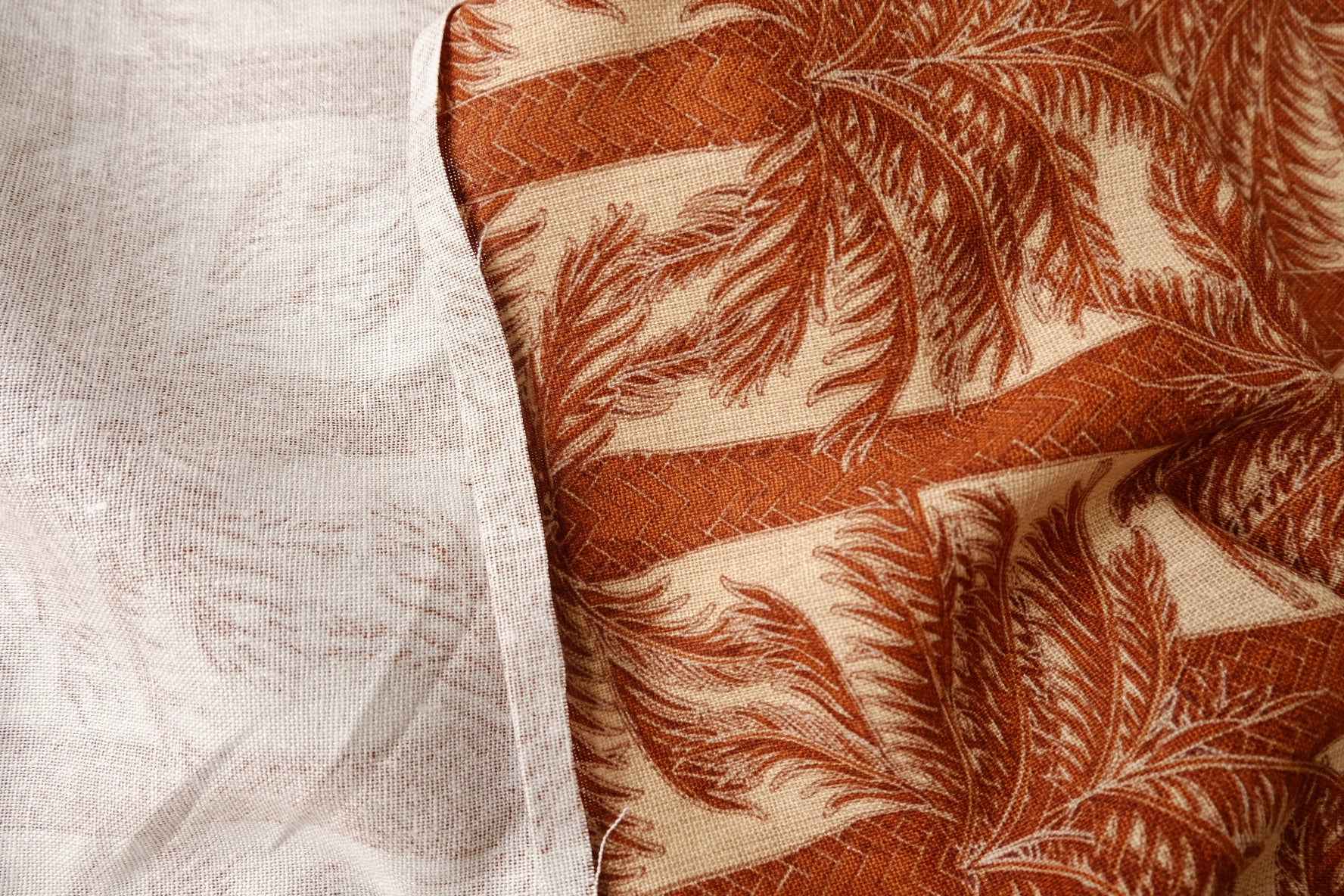 Terracotta Palm Linen Fabric, Soft Midweight Resort Weight, 1.64 Yards