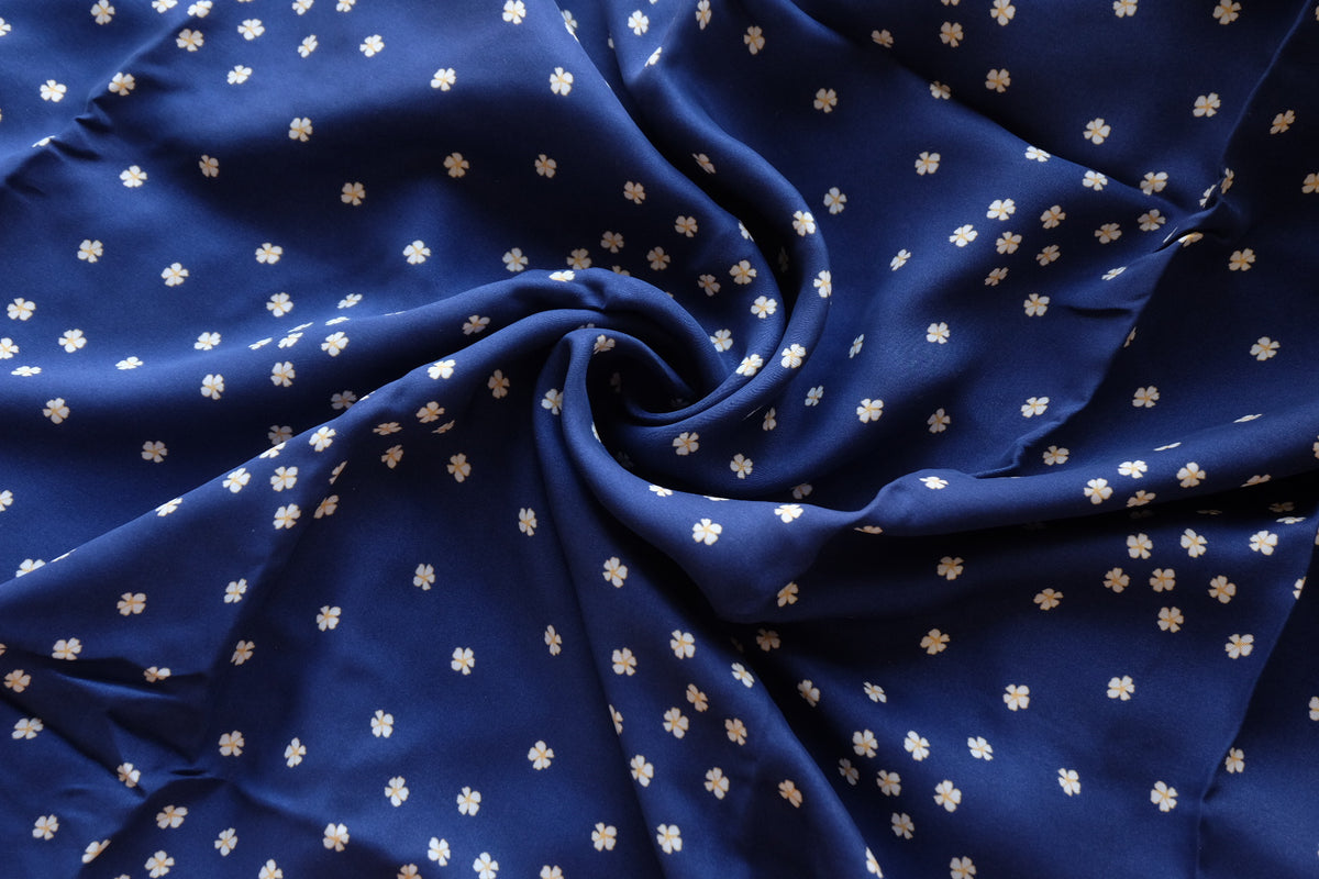 Enzyme-Washed Navy Floral Cupro – 2.7 yd