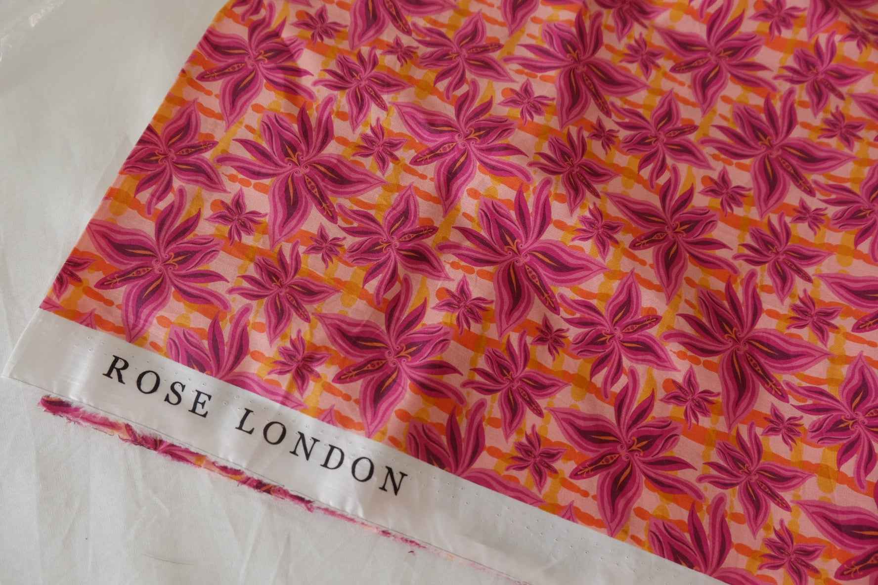 Pink Floral Cotton Lawn Fabric – 1.3 yd