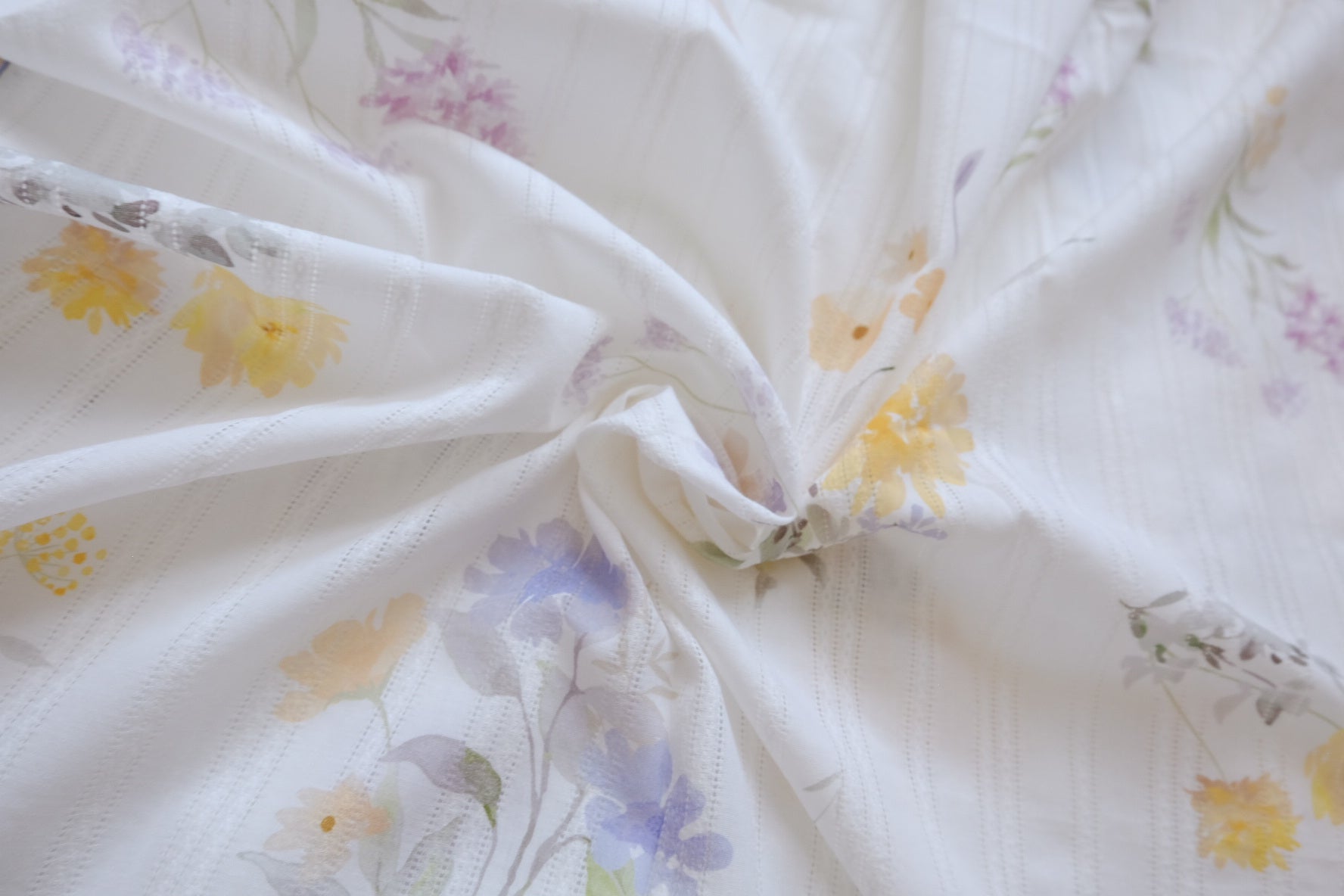 Soft Yellow Floral Jacquard Cotton Fabric - 1.64 yd