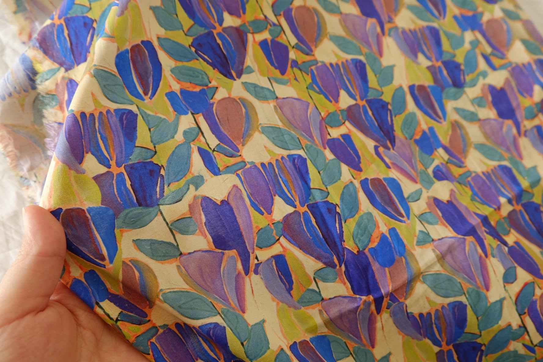 Cobalt Tulip Cotton Lawn – 3.72 yd