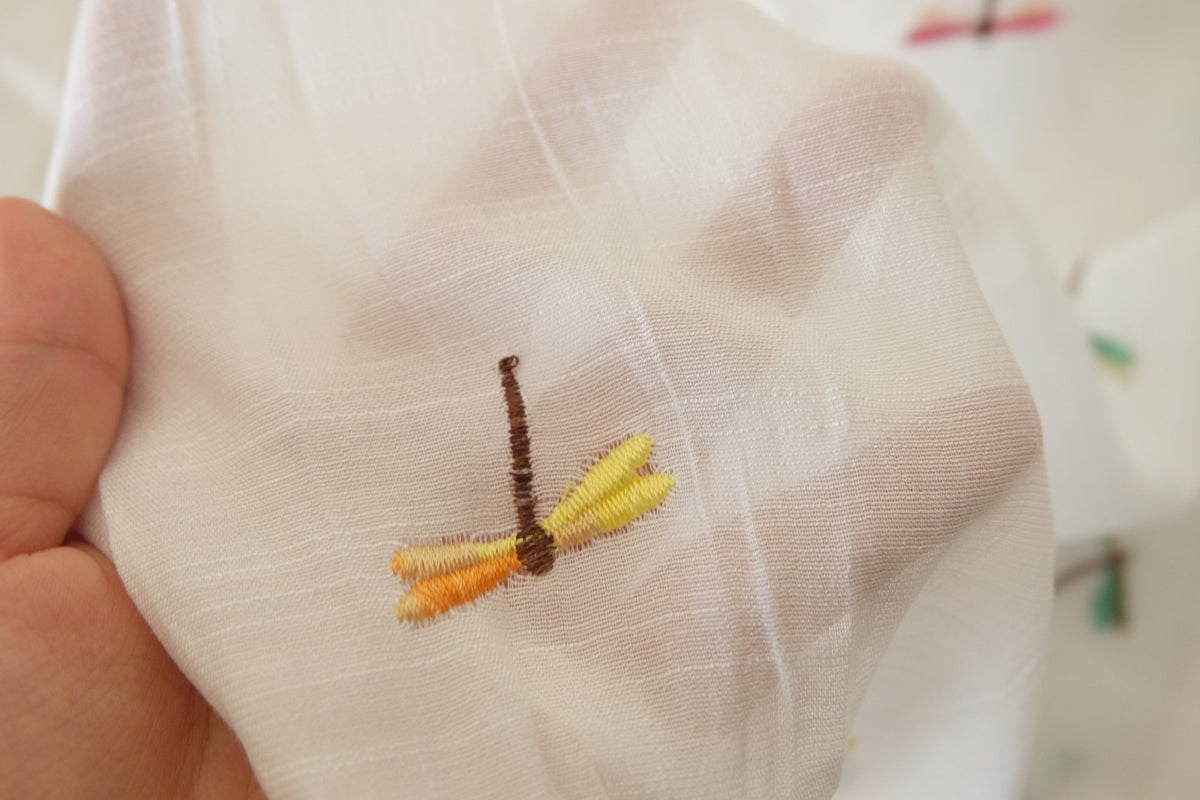 Colorful Dragonflies Embroidered Cotton Lyocell – 1.9 Yards