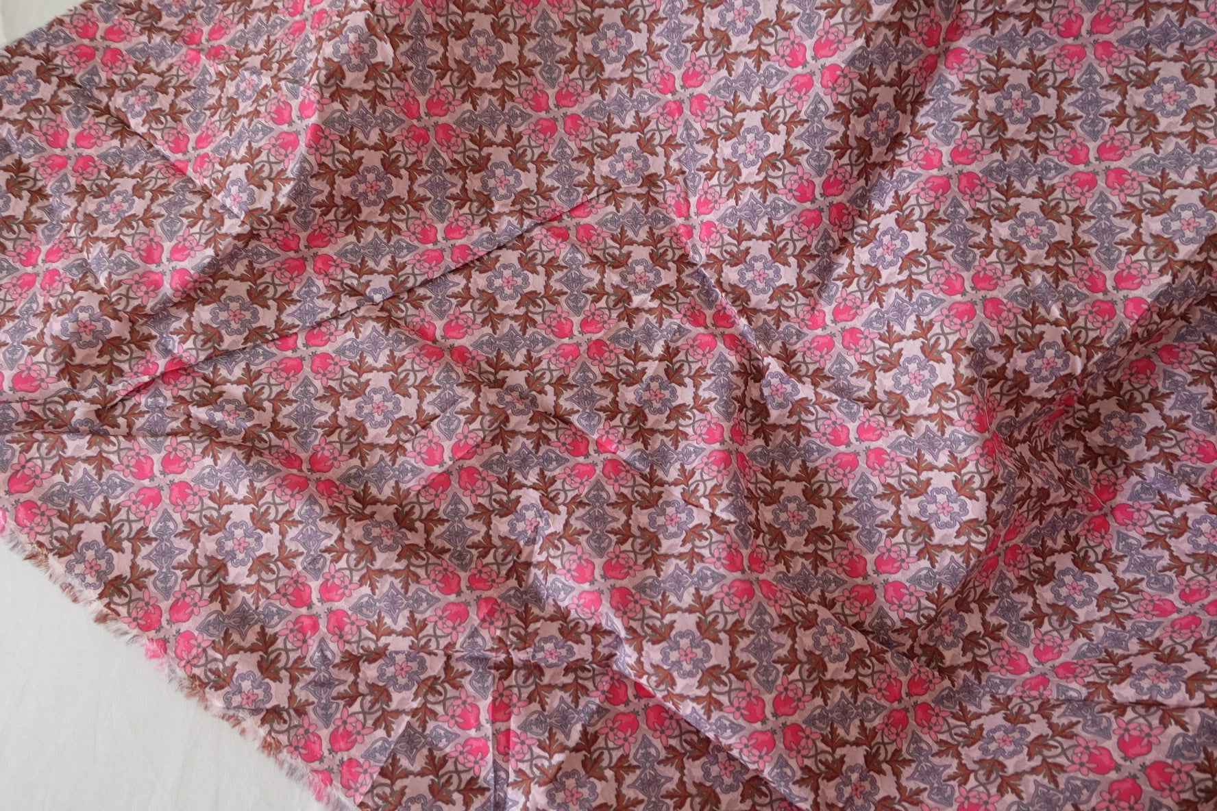 Vintage Pink Floral Cotton Lawn Fabric – 3.8 yd