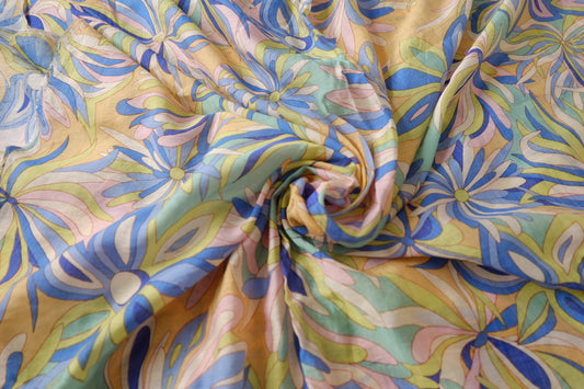 Abstract Floral Tencel Linen Fabric – Airy Resort Dress Fabric (2.52 yards)