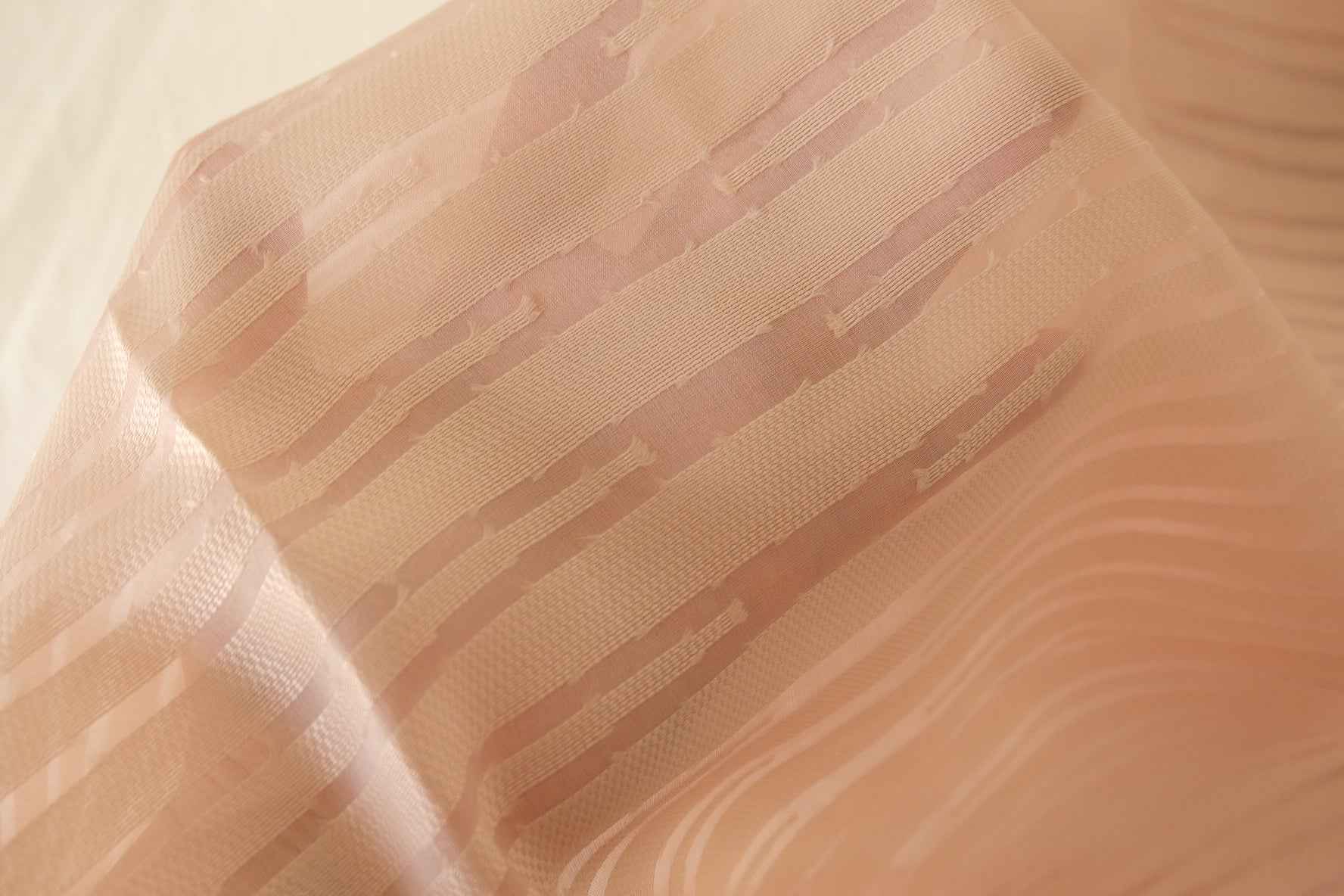 Sheer Silk Cotton Blend Jacquard Stripe Fabric – Soft Structured Drape 3.3 yds