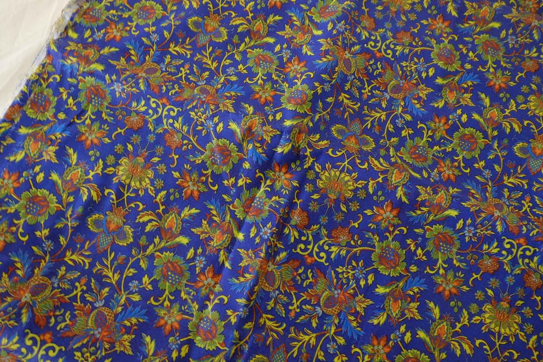 Vintage Blue Botanical Floral Cotton Twill Fabric – 3 yd