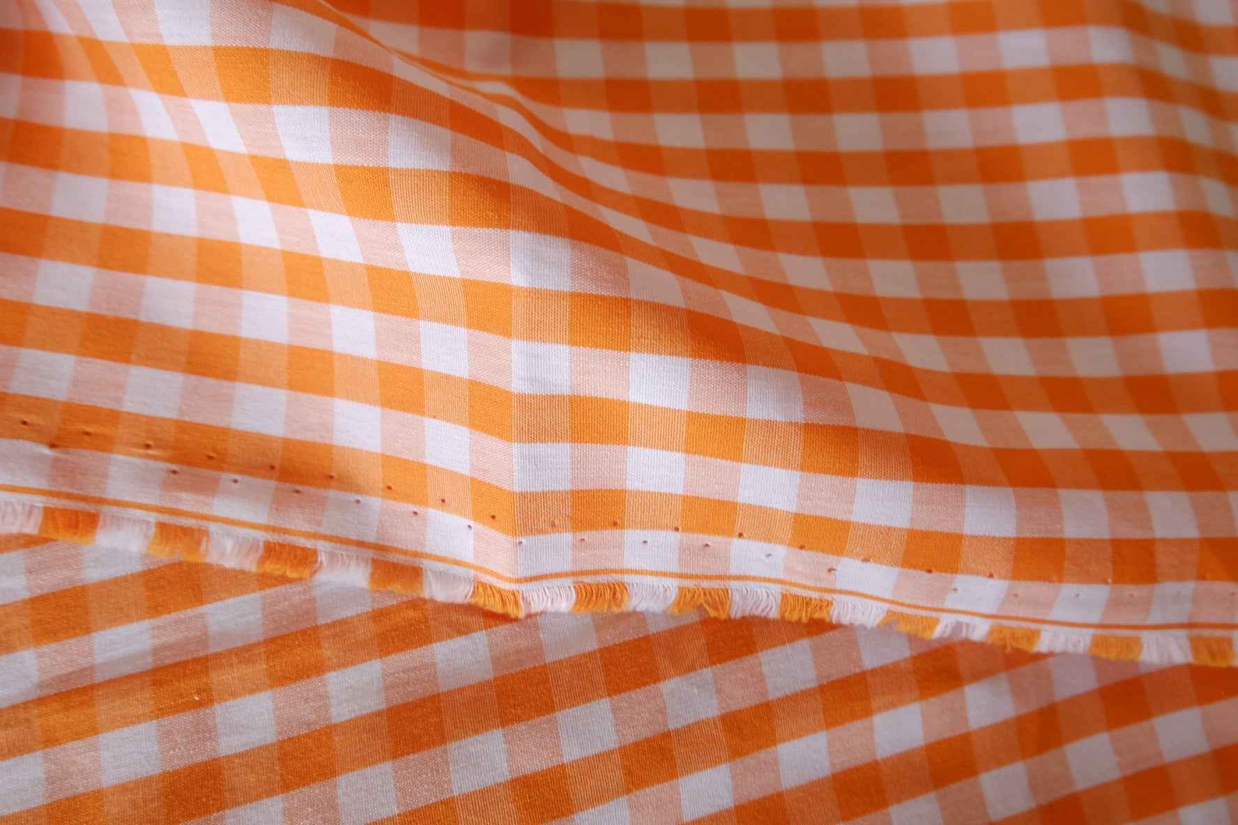 Orange Yarn-Dyed Cotton Gingham Fabric – 3.3 yd
