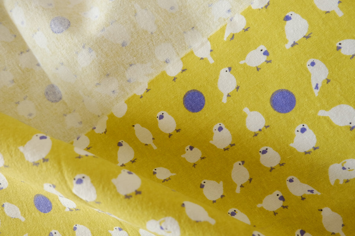 Little White Birds Yellow Cotton Linen Blend – 2.19 yd