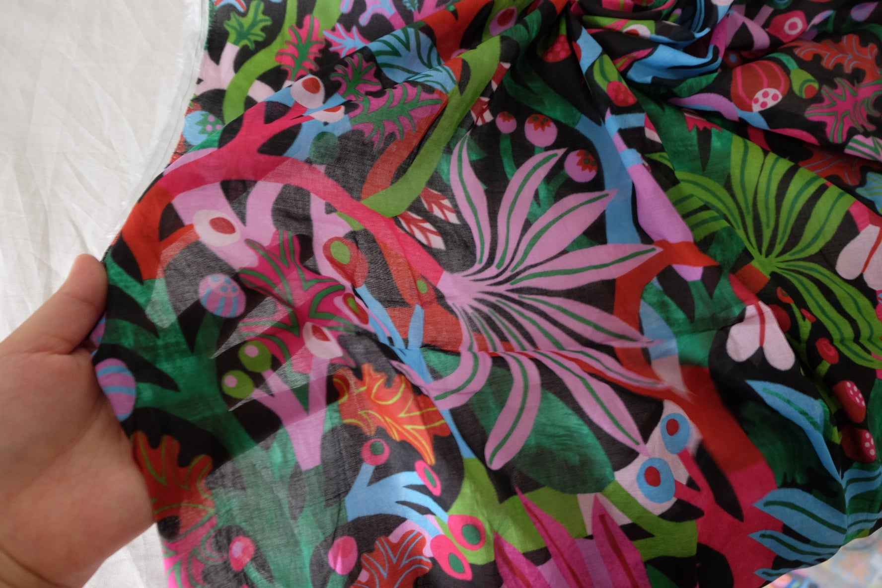 Tropical Botanical Cotton Voile Fabric – 2.2 Yards