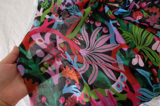 Tropical Botanical Cotton Voile Fabric – 2.2 Yards
