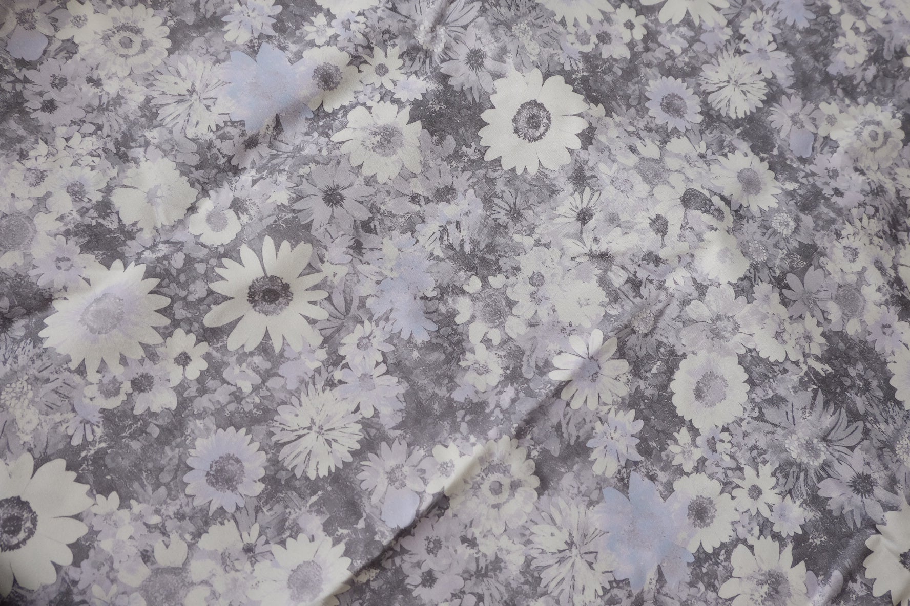 Japanese Grey Floral Structured Cotton Fabric - 1.64 yd