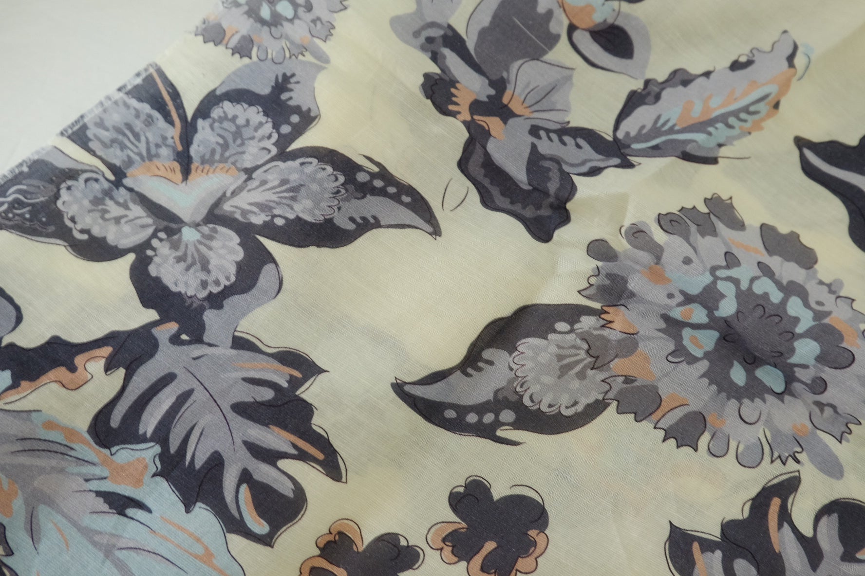 Soft Grey Botanical Tencel Linen Blend Fabric – 3.3 yd