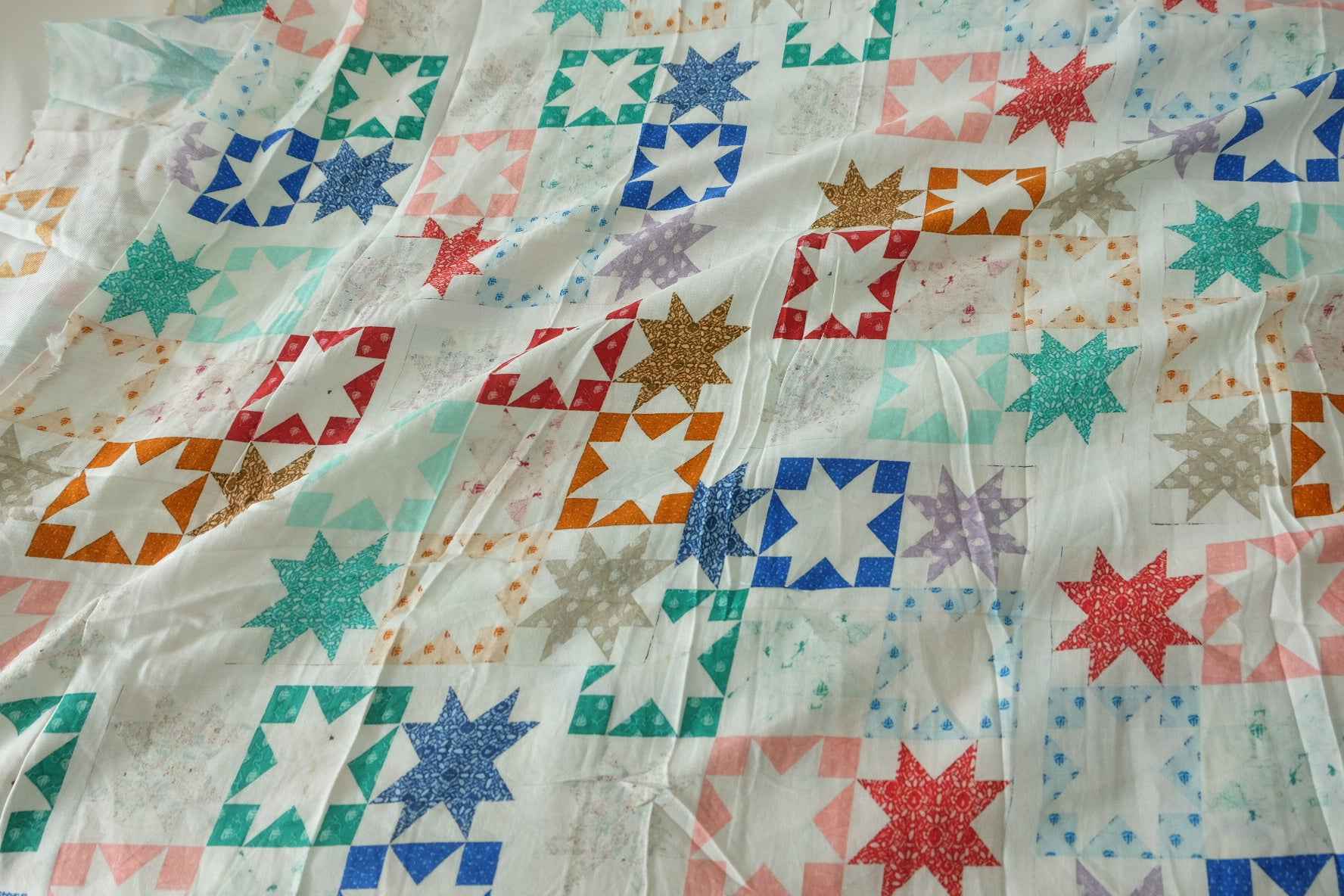 Colorful Star Patchwork Cotton Poplin Fabric – 3.3 yd