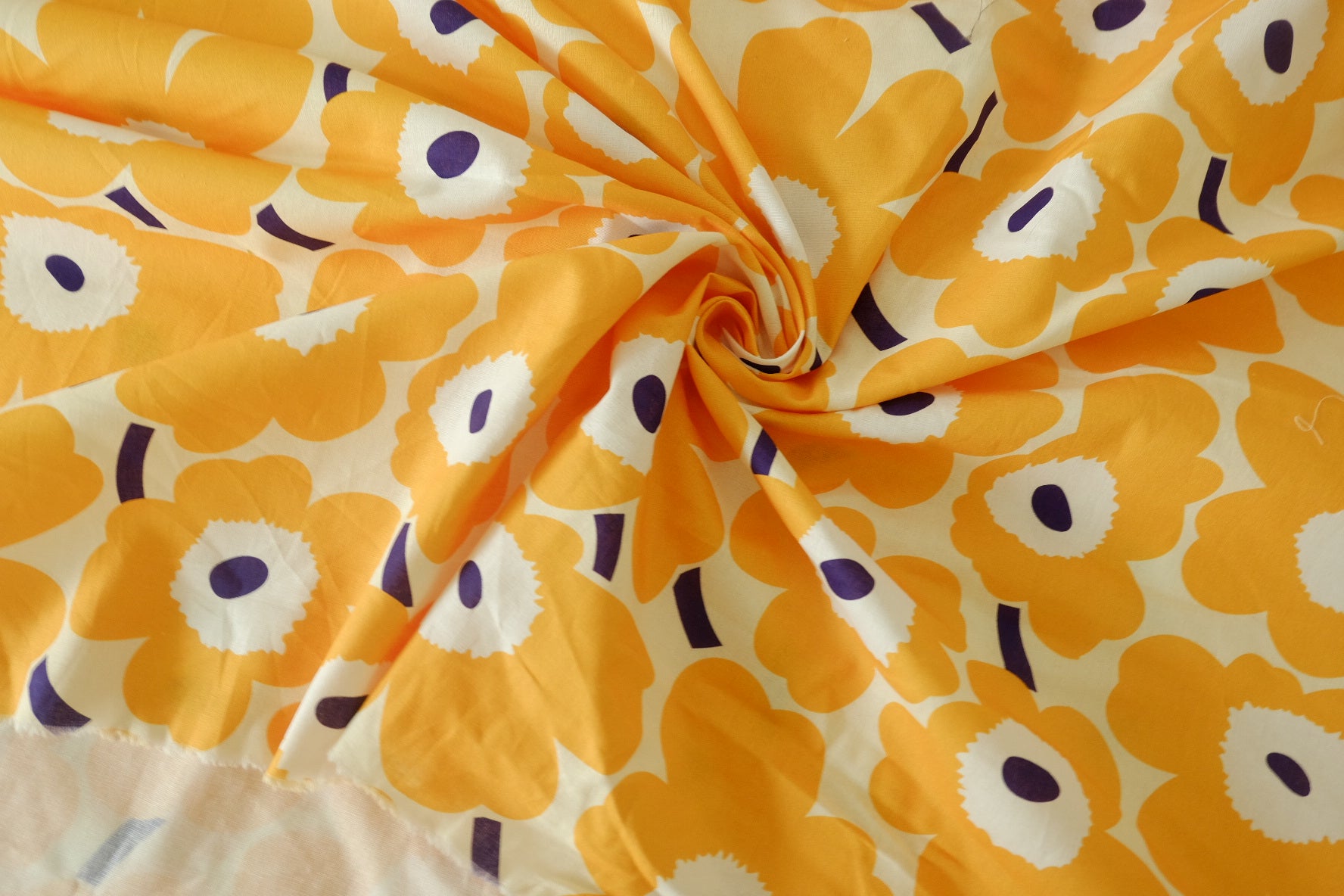 Orange Retro Flower Cotton Fabric – 1.6 yd