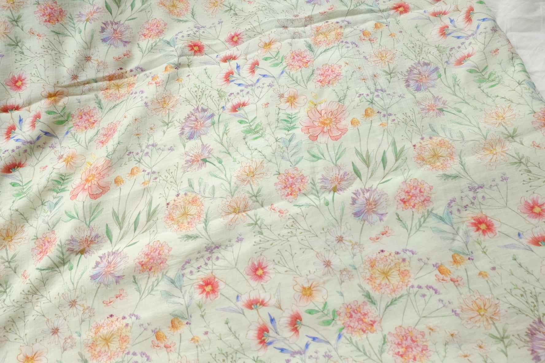 Soft Wildflower Tencel Cotton Fabric, Lightweight Textured Floral, 3.28 Yards / 2.19 Yards