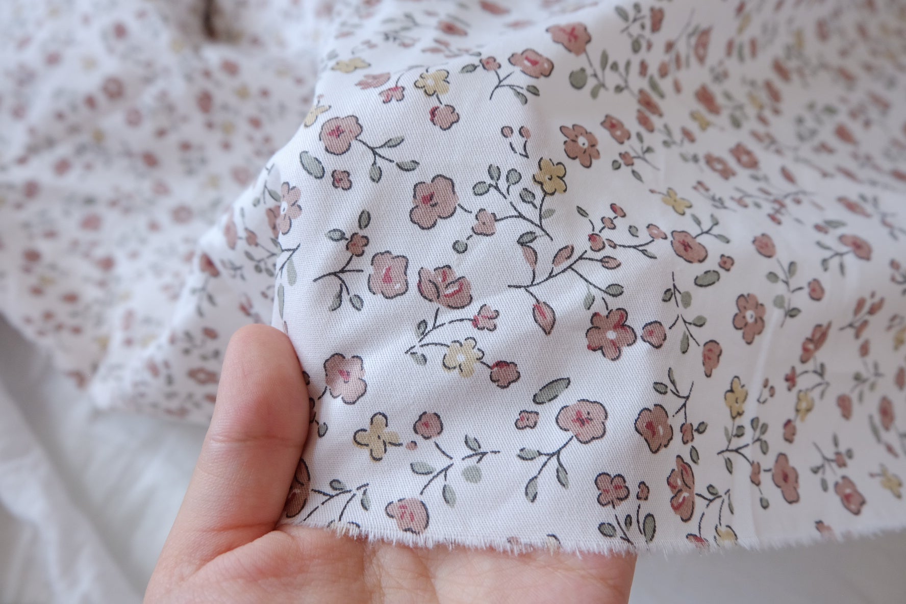 Soft Pastel Ditsy Floral Cotton Fabric - 3.28 yd
