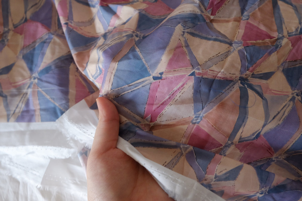 Pastel Kaleidoscope Geometric Cotton Lawn – 2.84 yd