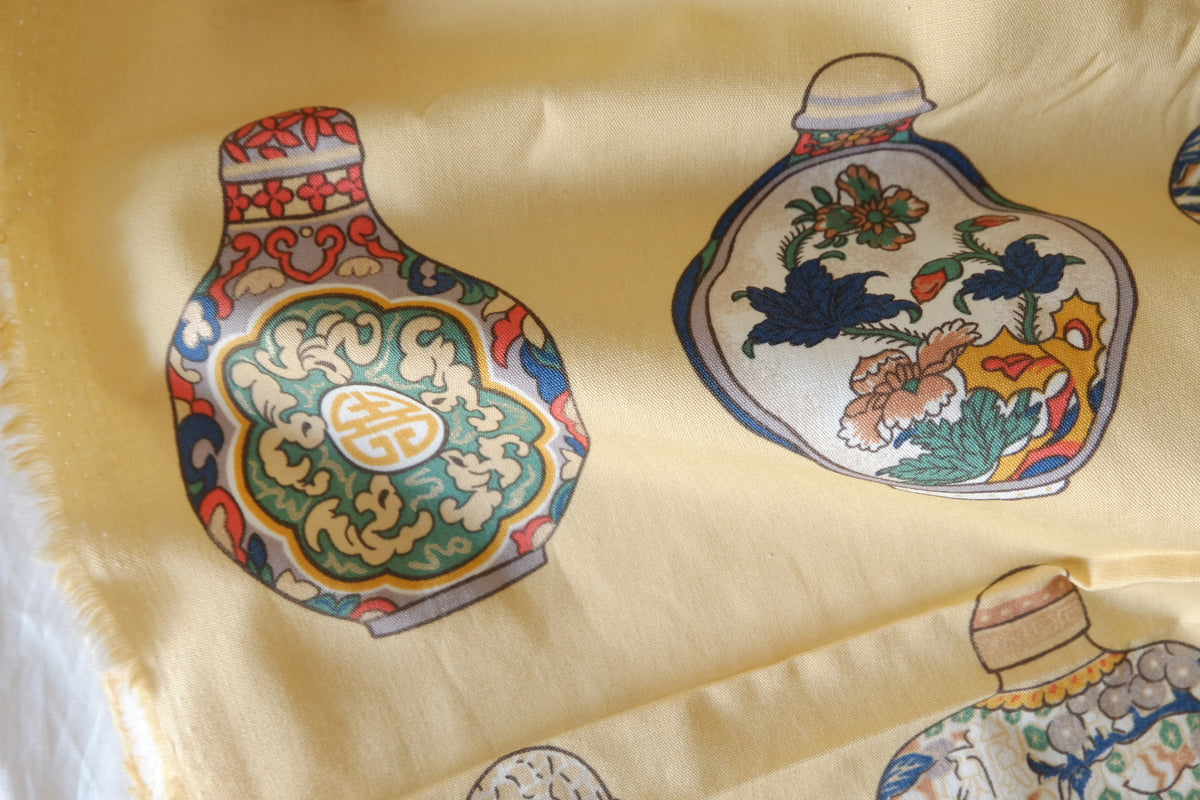 Oriental Porcelain Jars – Printed Cotton Fabric | 2.2 Yards