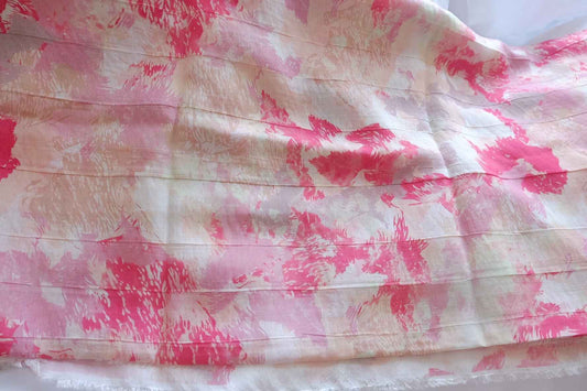 Pink Abstract Floral Acetate Fabric - 3.28 yd