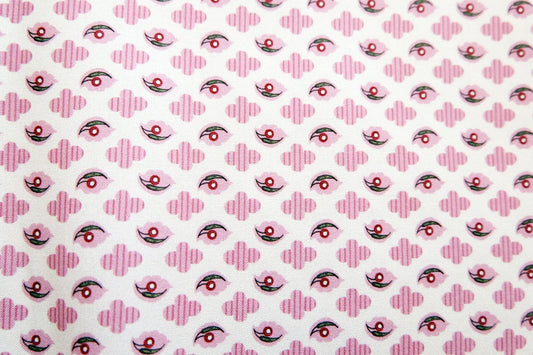 80s Cotton Print – Abstract Eye & Clover Motif - 1.9 yds - BUBBO