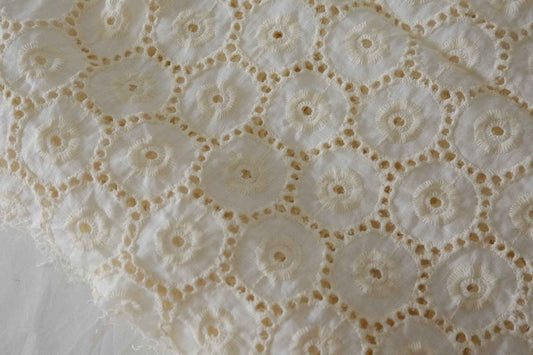 Heavy Embroidered Cutwork Linen Fabric – 2.2 yd