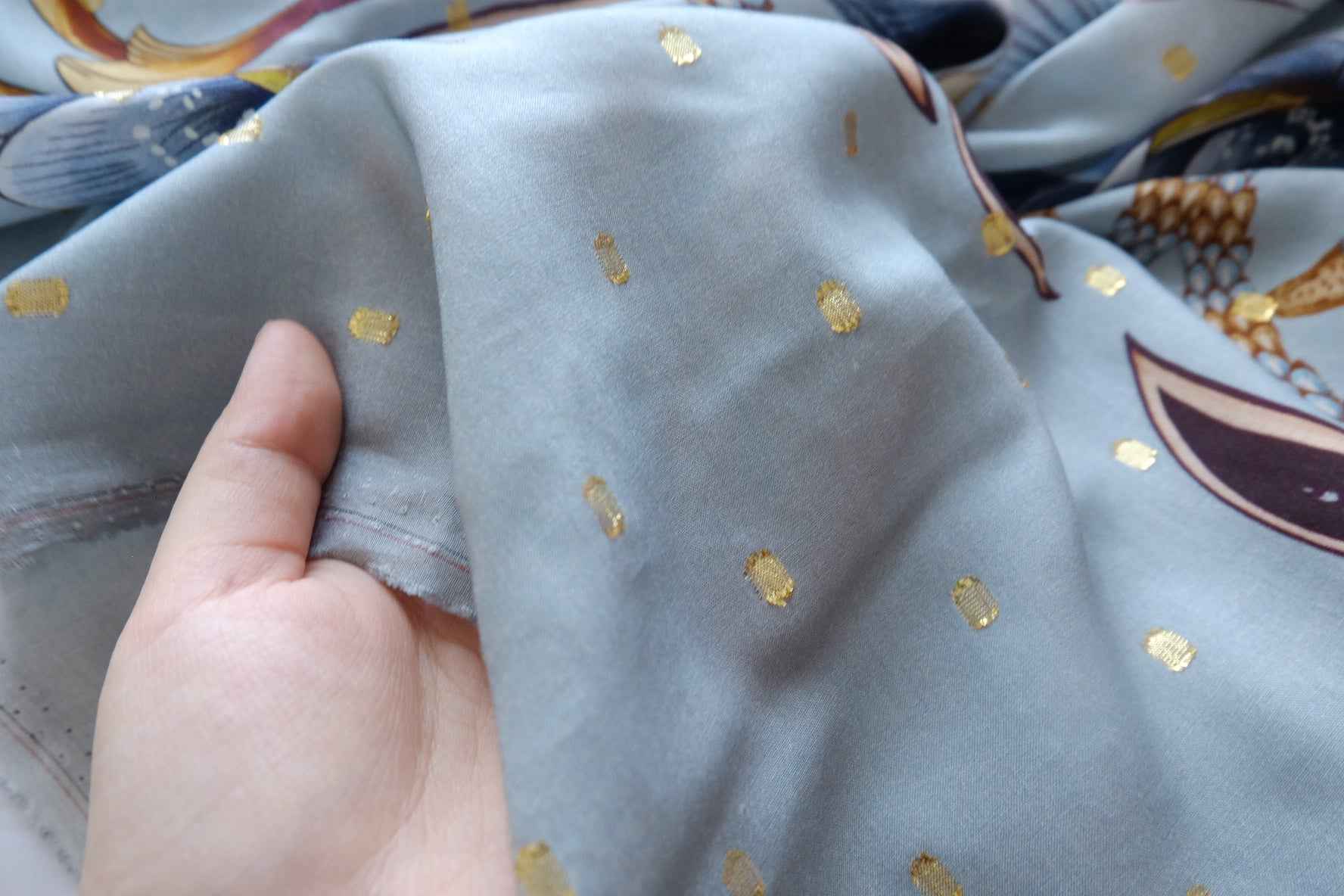 Farm Rio Metallic Botanical Rayon Fabric - 2.73 yd