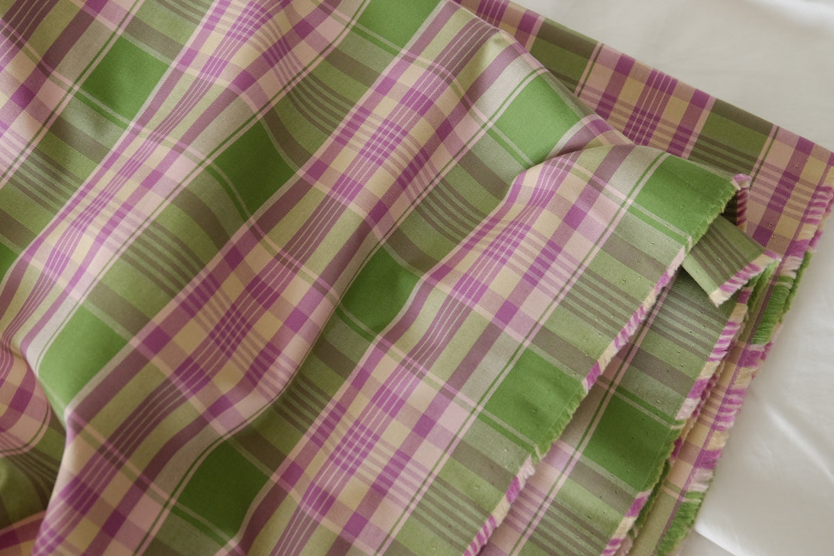 Olive Lilac Yarn-Dyed Cotton Plaid – 2.2 yd