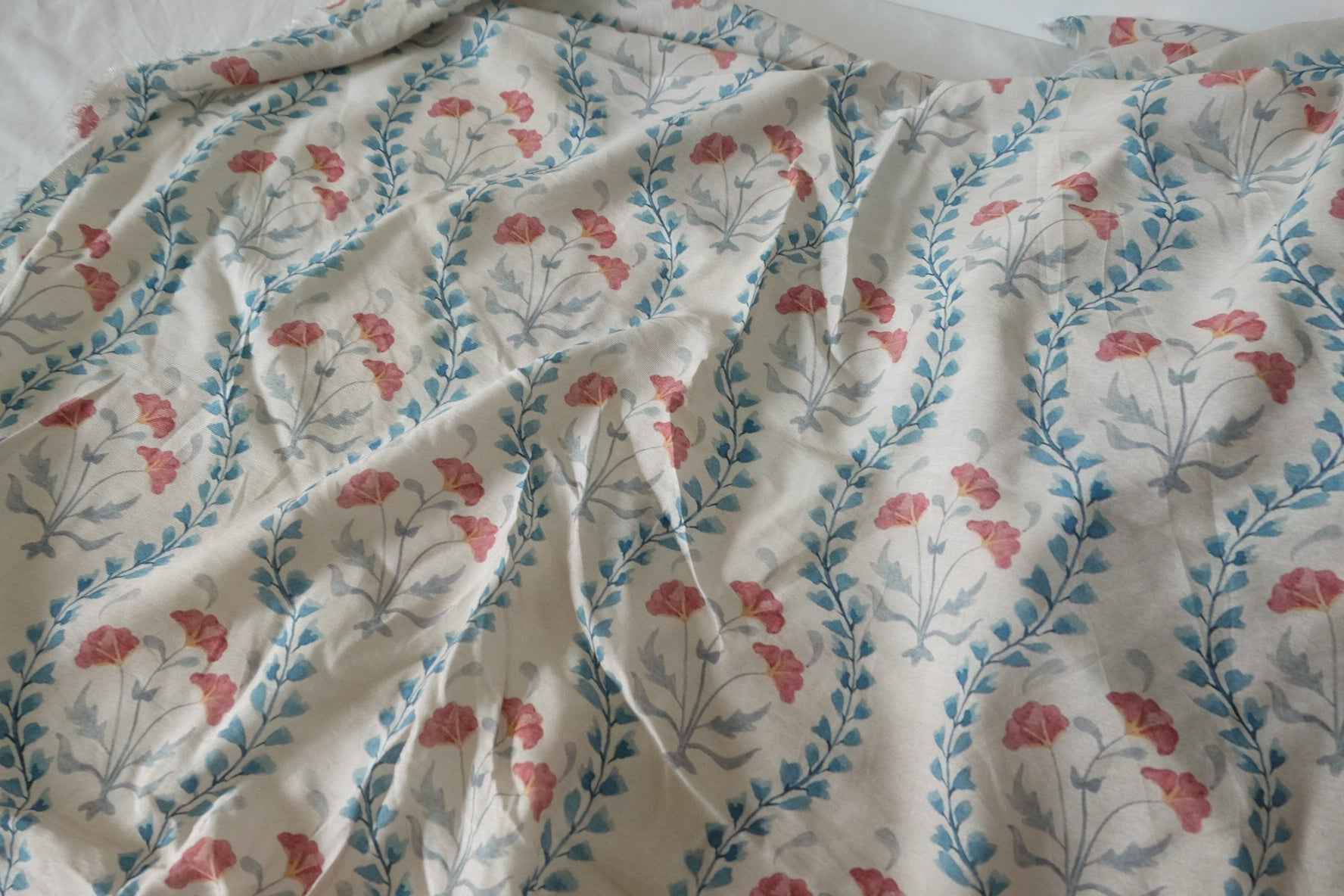 Pink Floral Vine Cotton Nylon Fabric – 3.3 yd