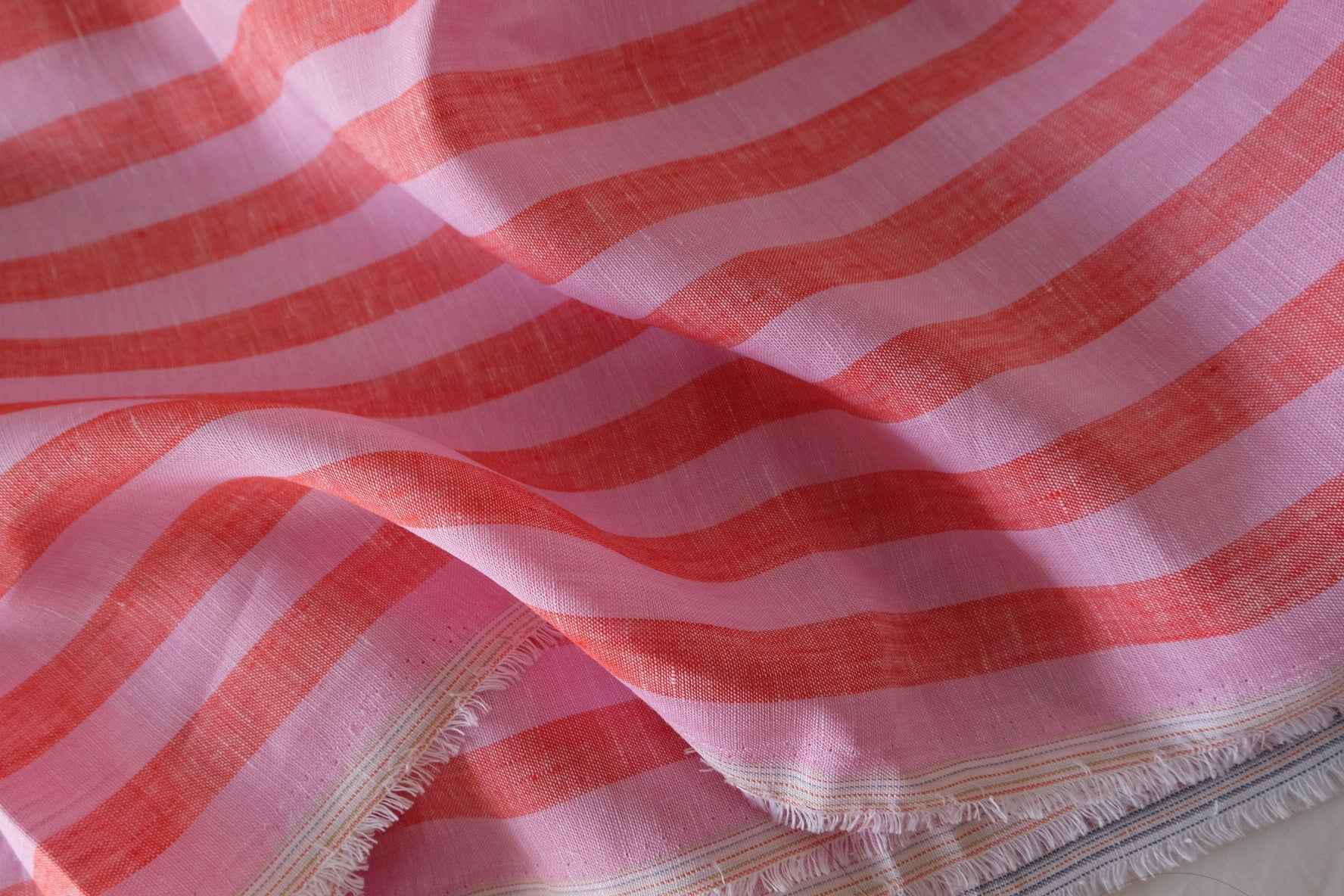 Coral Pink Yarn Dyed Linen Fabric – 2.2 yd