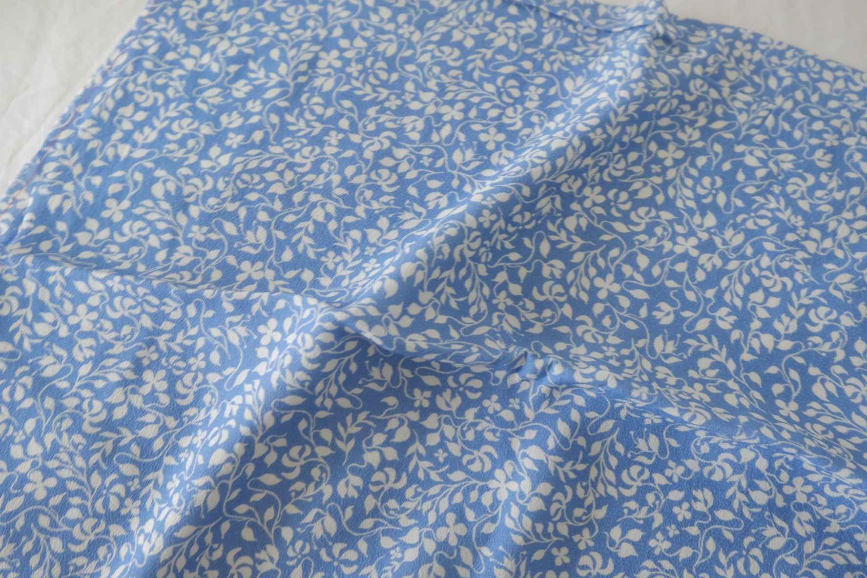 Blue Vine Print Designer Deadstock Rayon Fabric – 3.3 yd