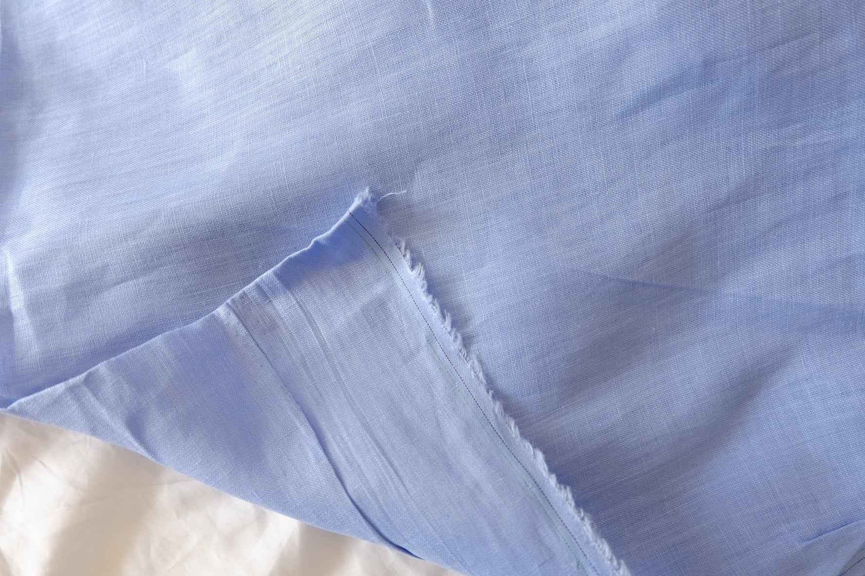 Powder Blue 17s Linen – Minor Edge Flaw – 2.73 yd