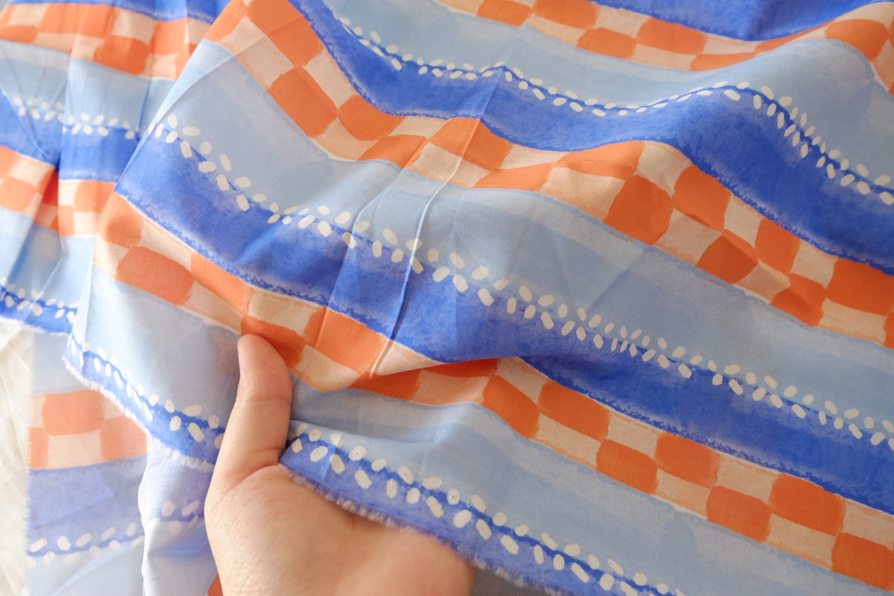 Poolside Painted Stripe Cotton Lawn Fabric – 3.83 yd Piece