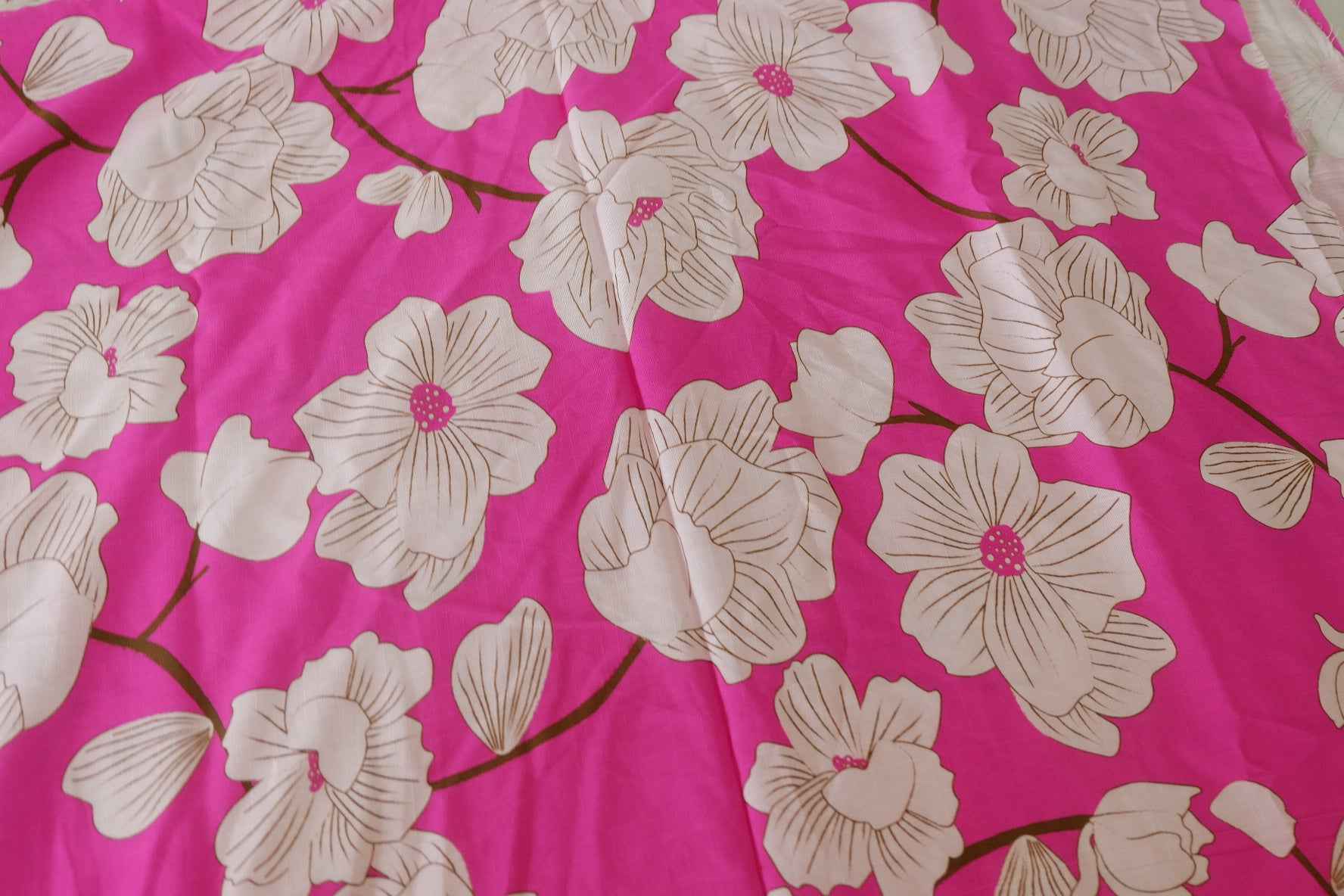 Hot Pink Floral Lyocell Fabric – 3.3 yd