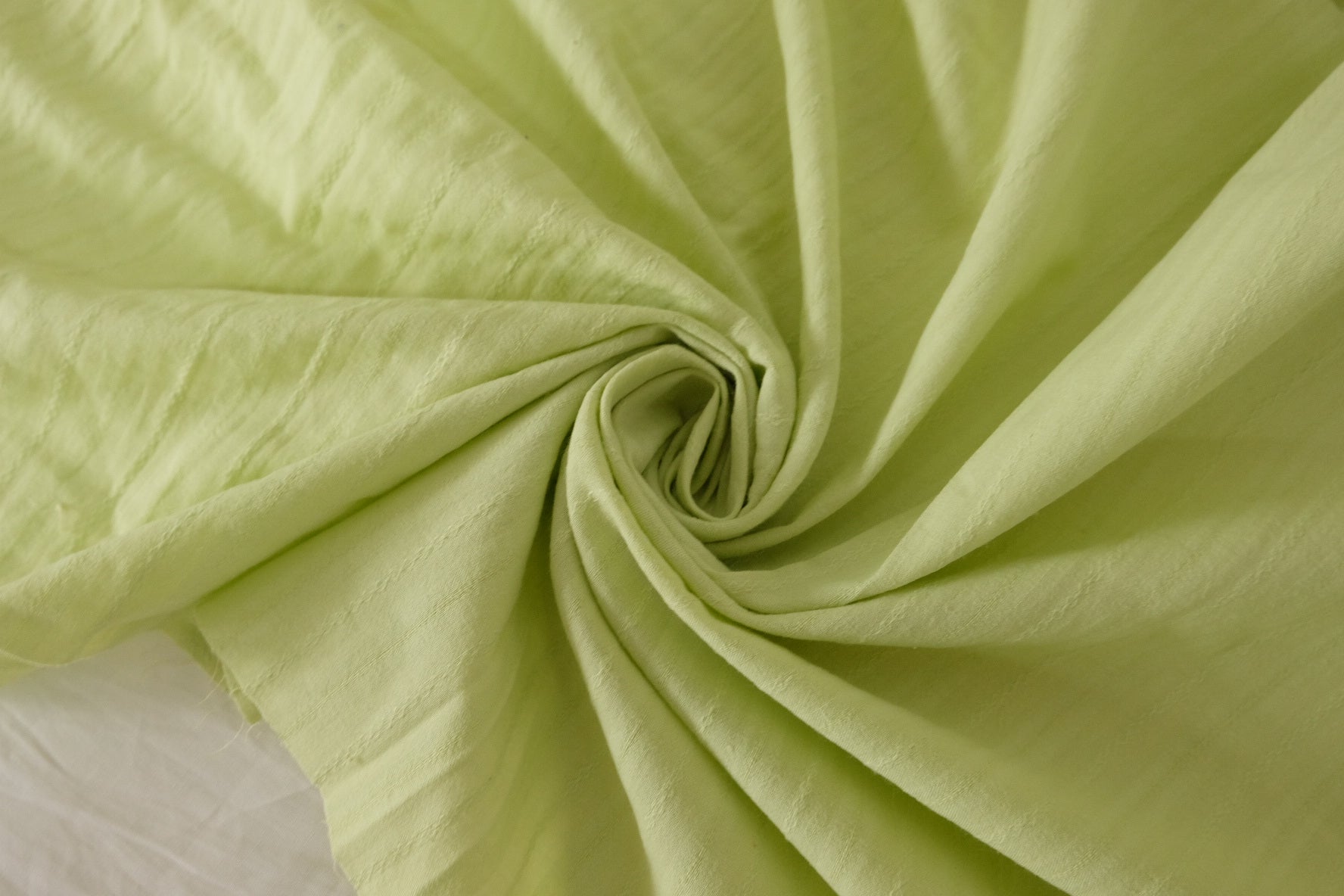 Pale Lime Jacquard Stripe Cotton Fabric - 2.2 yd