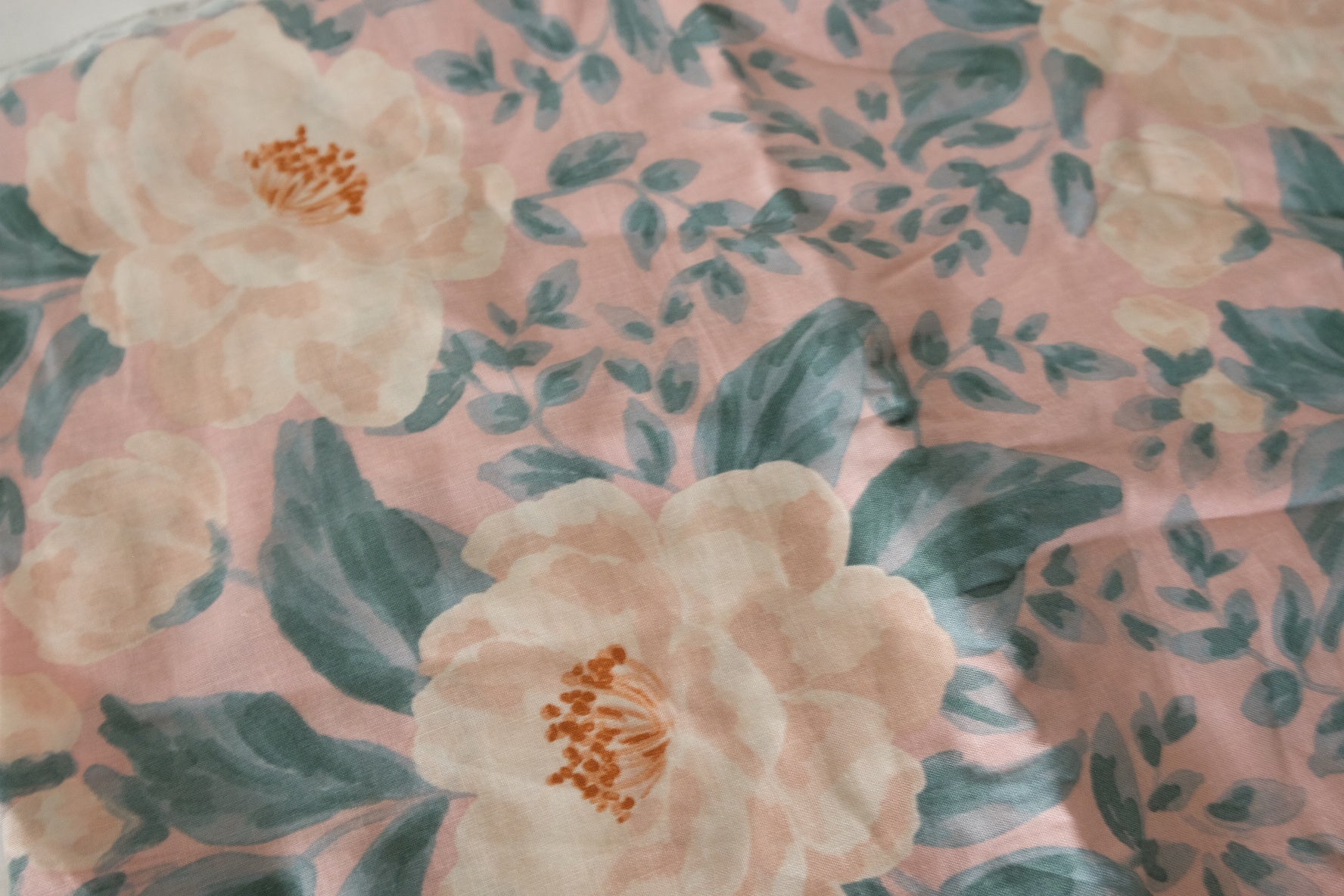 Blush Floral Cotton Linen Blend Fabric – 3.3 yd