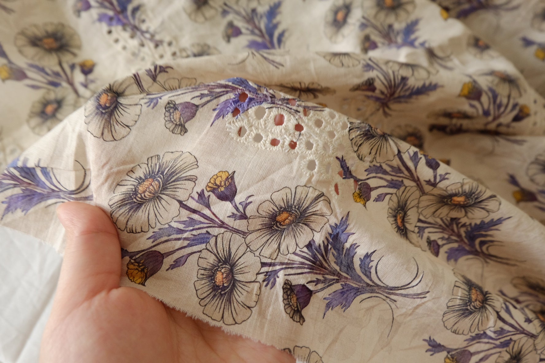 Embroidered Border Cotton Fabric – 2.2 yd