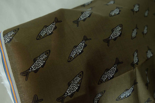 Fish Print Cotton Lawn Fabric – 2.2 yd
