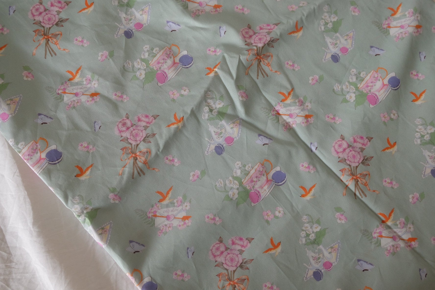 Sage Tea Time Fine Cotton Twill Fabric – 3.3 Yards