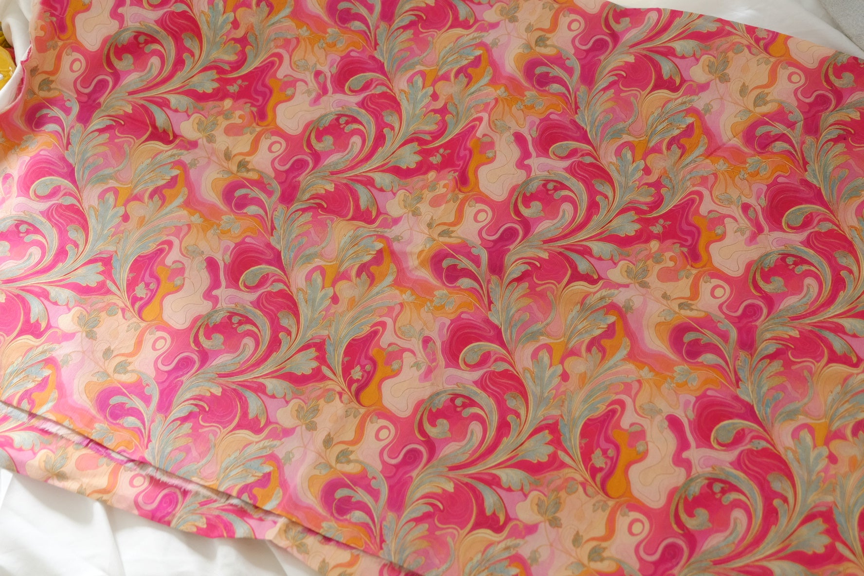 Pink Marbled Botanical Cotton Lawn – 1.6 yd