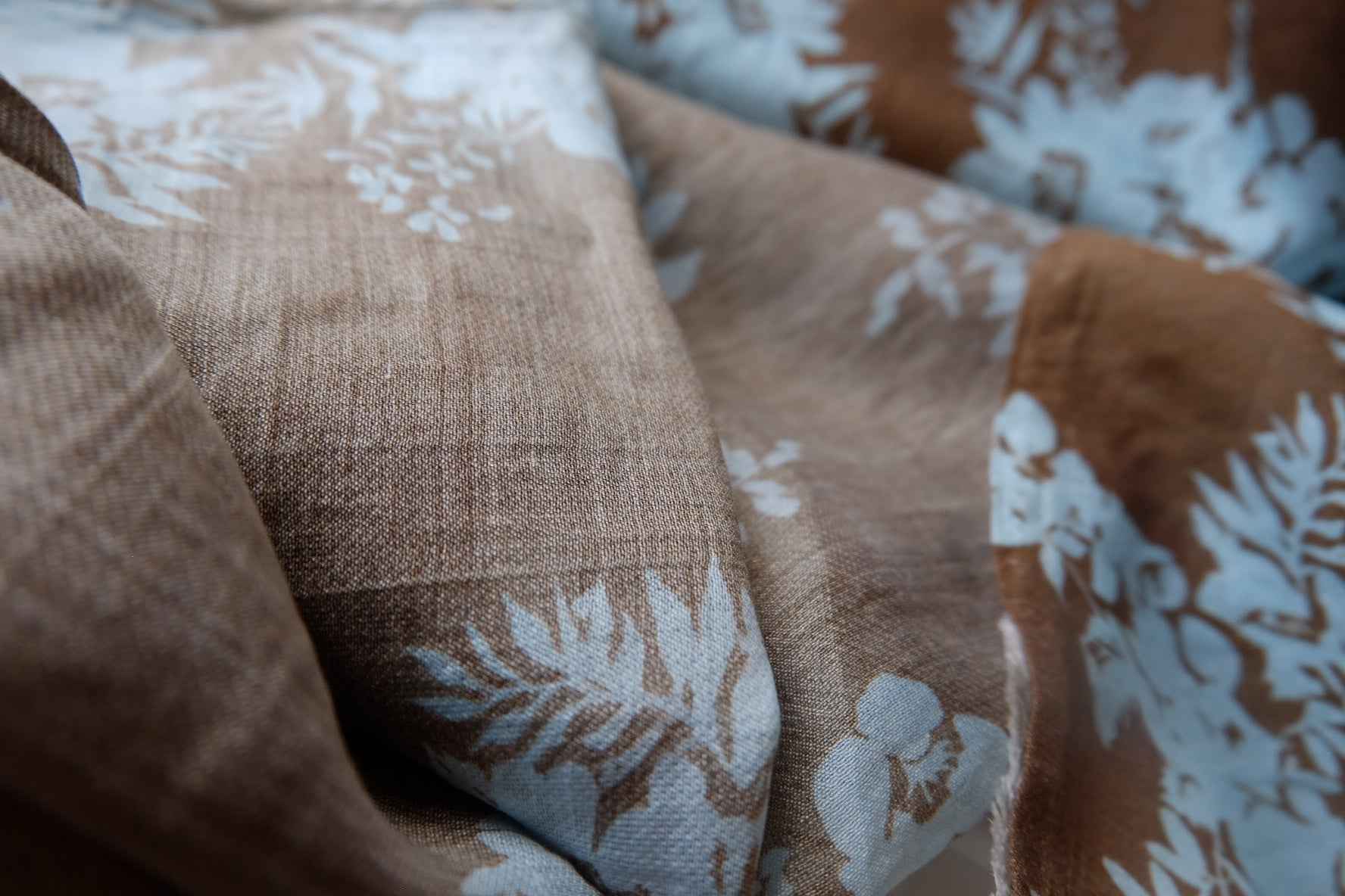 Brown Botanical Tencel Linen Blend Fabric - 2.96 yd
