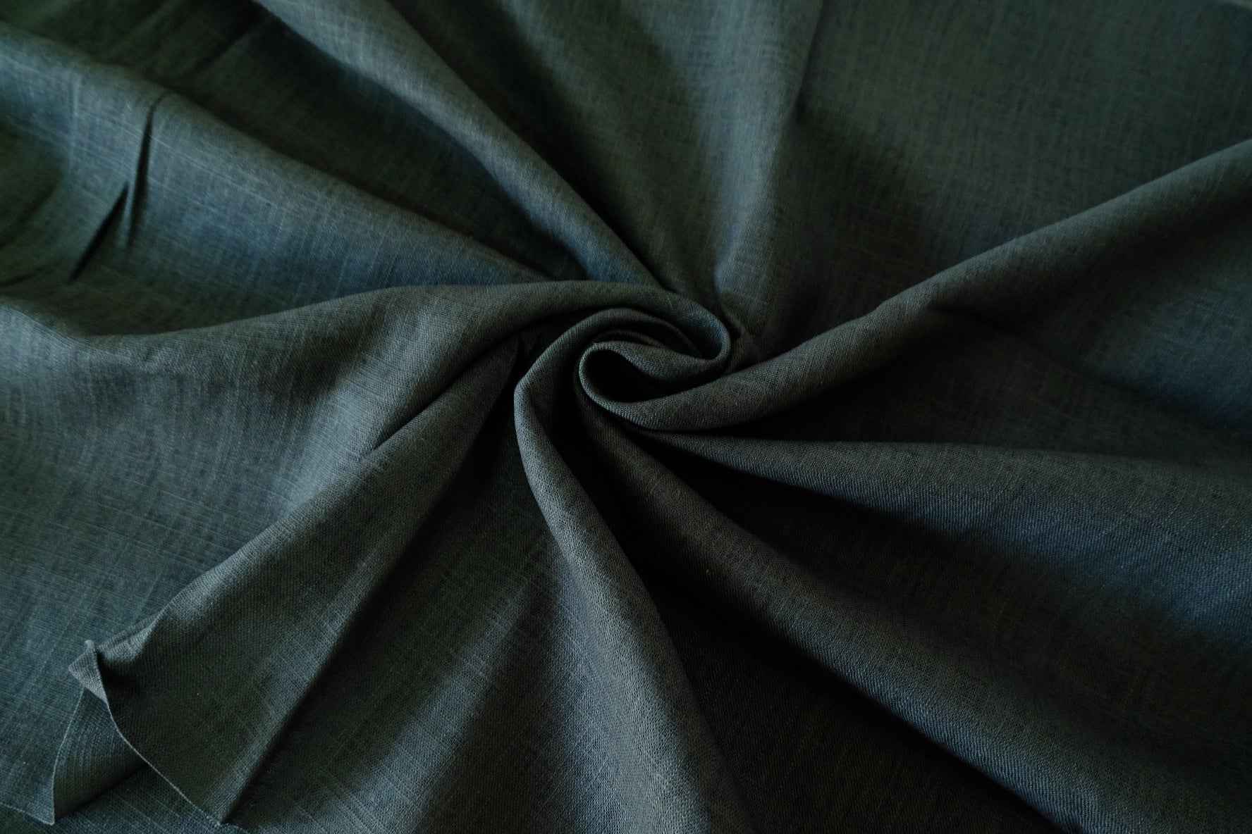 Dark Green Linen Cotton Fabric – 2.2 yd