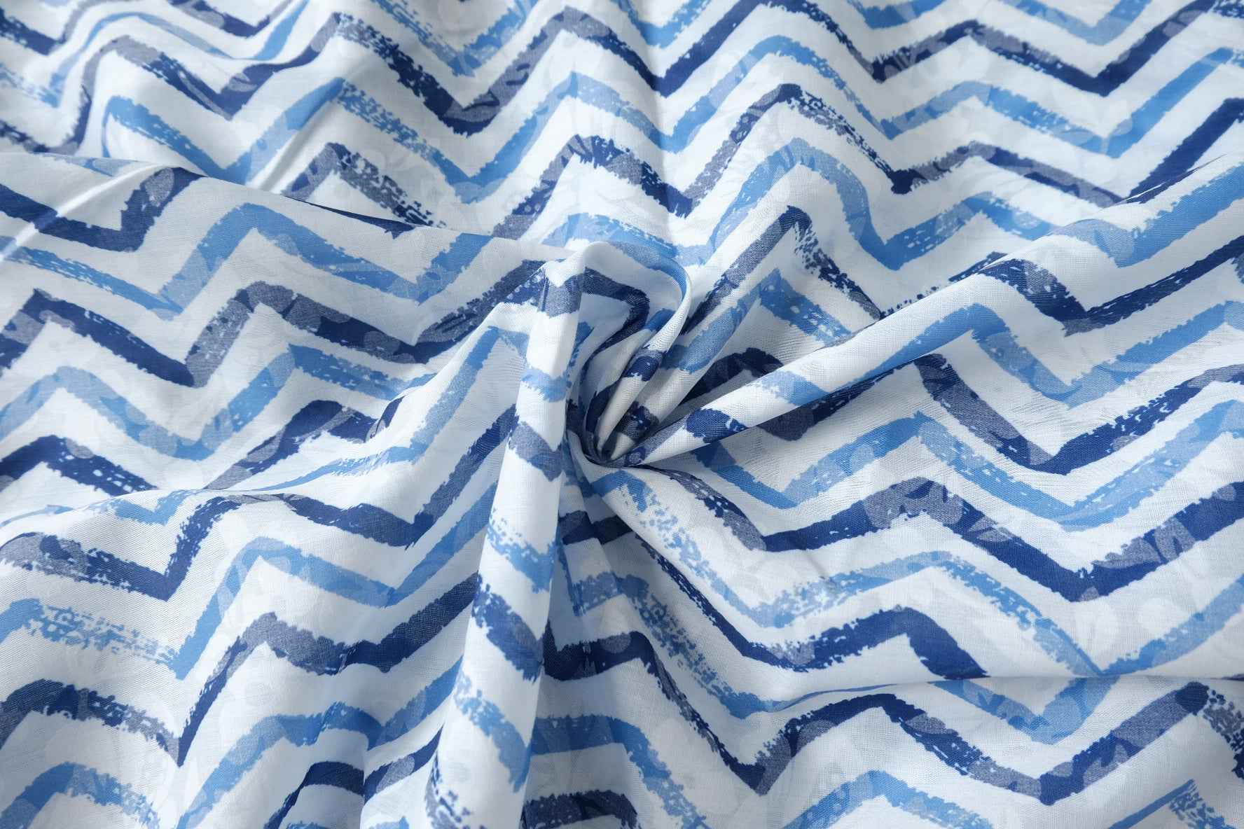 Blue Wave Stripe Tencel Cotton Fabric, Lightweight and Airy, 3.28 Yards