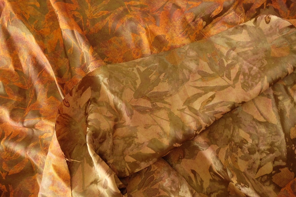Burnt Sienna Autumn Floral Jacquard with Flocked Details – 1.6 yd