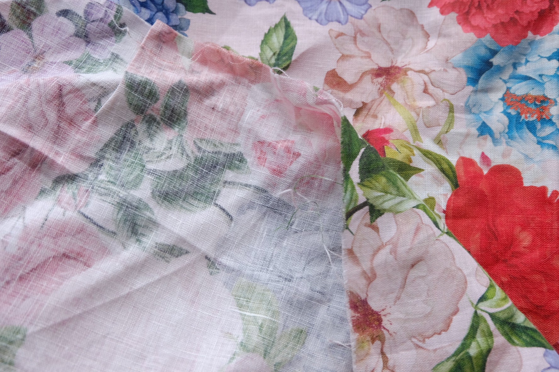 Designer Deadstock Garden Floral Pure Linen – 1.6 yd