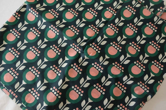 Retro Geometric Floral Cotton Lawn Fabric – 1.6 yd