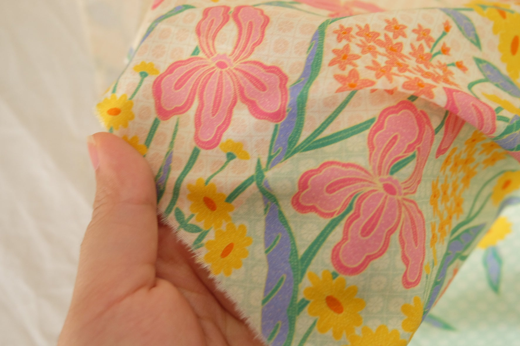 Pastel Garden Floral Cotton Poplin Fabric – 2.2 yd