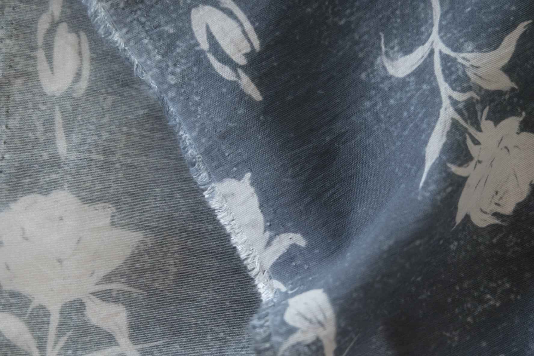 Rayon-Linen Blend Fabric – Dark Blue Rose Sketch Pattern-3.3 yd